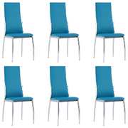 Dining Chairs 6 pcs Blue faux Leather