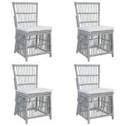 Dining Chairs with Cushions 4 pcs Grey Natural Rattan