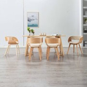 Dining Chairs 6 pcs Cream Bent Wood and Faux Leather