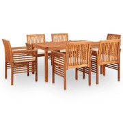 7 Piece Outdoor Dining Set with Cushions Solid Acacia Wood