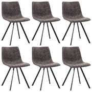 Dining Chairs 6 pcs Brown Faux Leather