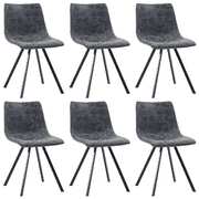 Dining Chairs 6 pcs Black Faux Leather