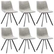 Dining Chairs 6 pcs Light Grey Faux Leather