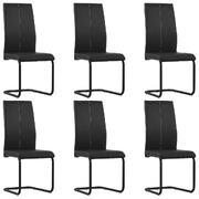 Dining Chairs 6 pcs Black Faux Leather