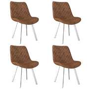 Dining Chairs 4 pcs Brown Faux Suede Leather