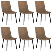 Dining Chairs 6 pcs Brown faux Leather