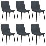 Dining Chairs 6 pcs Black faux Leather