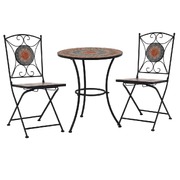 3 Piece Mosaic Bistro Set Ceramic Tile Orange/Grey