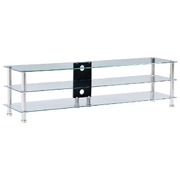 TV Stand Transparent 2 Shelves Tempered Glass