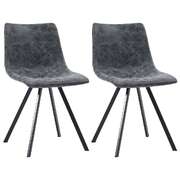 Dining Chairs 2 pcs Black Metal Legs faux Leather