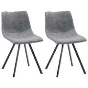 Dining Chairs 2 pcs Grey Metal Legs faux Leather