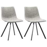 Dining Chairs 2 pcs Light Grey Metal Legs faux Leather