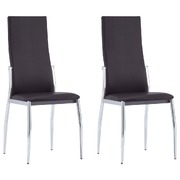 2 pcs Dining Chairs fauxx Leather Brown