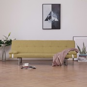 Sofa Bed with Two Pillows Green Polyester