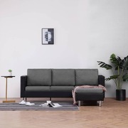 3-Seater Sofa with Cushions Black Faux Leather