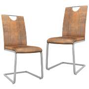 Dining Chairs 2 pcs Suede Brown faux Leather