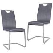 Dining Chairs 2 pcs Suede Grey faux Leather