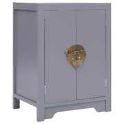 Bedside Cabinet Grey 38x28x52 cm Paulownia Wood