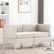 Sectional Corner Sofas 2 pcs with Cushions Fabric Cream