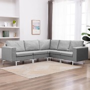 5 Piece Sofa Set Fabric Light Grey