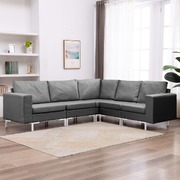 5 Piece Sofa Set Fabric Dark Grey