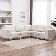 5 Piece Sofa Set Fabric Cream