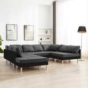 Sectional Sofa Faux Leather Black