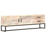 TV Cabinet White 140x30x45 cm Solid Acacia Wood