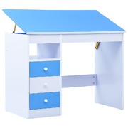 Versatile Blue and White Tiltable Study Desk for Creative Children's Drawing