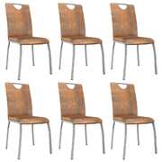 Dining Chairs 6 pcs Suede Brown faux Leather