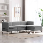 4 Piece Sofa Set Fabric Light Grey