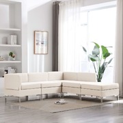 5 Piece Sofa Set Fabric Cream