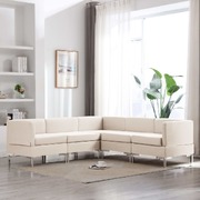 5 Piece Sofa Set Fabric Cream