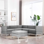 6 Piece Sofa Set Fabric Light Grey