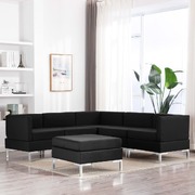 6 Piece Sofa Set Fabric Black