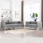 5 Piece Sofa Set Fabric Light Grey