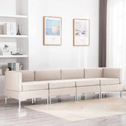 4 Piece Sofa Set Fabric Cream