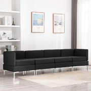 4 Piece Sofa Set Fabric Black