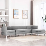 5 Piece Sofa Set Fabric Light Grey