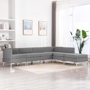 6 Piece Sofa Set Fabric Light Grey