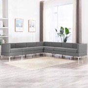 7 Piece Sofa Set Fabric Light Grey