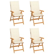 Garden Chairs 4 pcs with Cream Cushions Solid Teak Wood