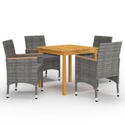 5-Pcs Garden Dining Set Grey