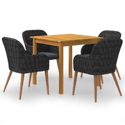 5 Piece Garden Dining Set Black