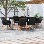 Elegant Al Fresco Dining: 7-Piece Garden Dining Set in Stylish Black with Cushions