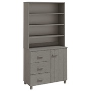 Highboard "HAMAR" Light Grey Solid Wood Pine Storage Cabinet Sideboard