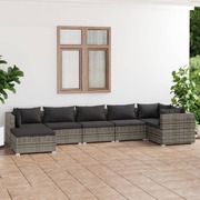 Grey Rattan : 7-Piece Garden Lounge Set with Plush Cushions