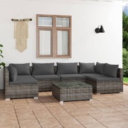 Tranquil Rattan : 7-Piece Garden Lounge Set in Elegant Grey with Plush Cushions