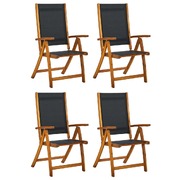 Folding Garden Chairs 4 pcs Solid Wood Acacia and Tetilene