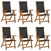 Folding Garden Chairs 6 pcs Solid Wood Acacia and Tetilene